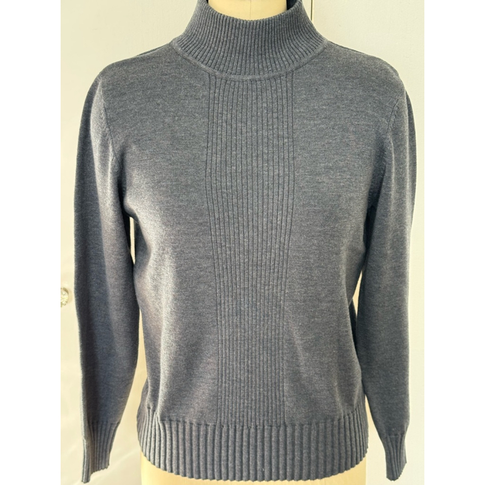 Women's Dressbarn Gray mock Turtleneck ribbed detail long sleeve Sweater Size S